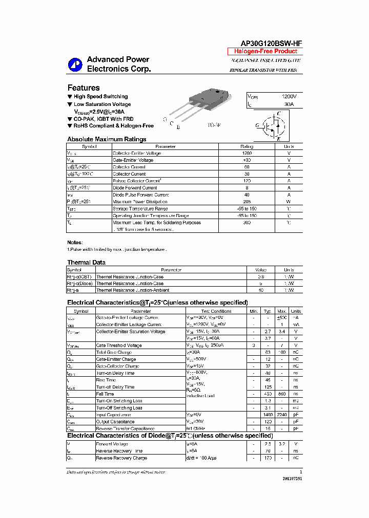 AP30G120BSW-HF_7250304.PDF Datasheet