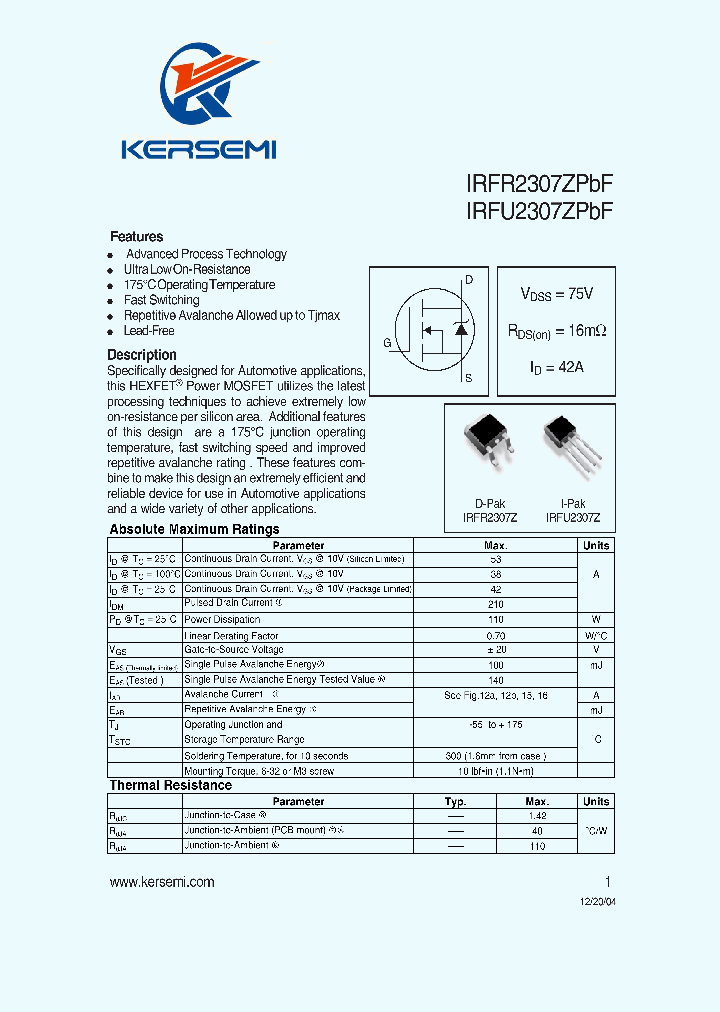 IRFRU2307ZPBF_7284200.PDF Datasheet