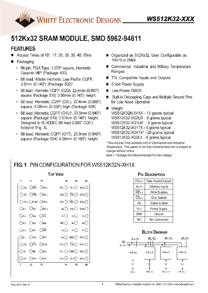 WS512K32-25G1UCA_7292052.PDF Datasheet