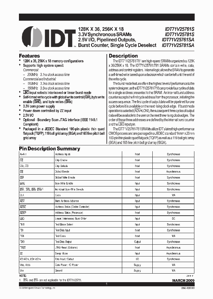 71V25761SA166BG_7295435.PDF Datasheet