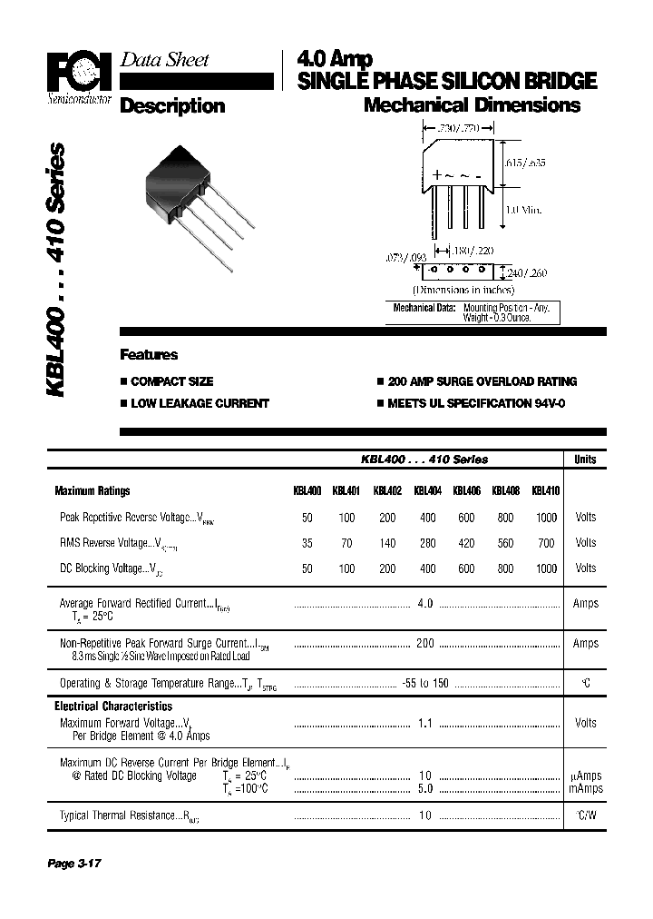 KBL400_7318523.PDF Datasheet Download --- IC-ON-LINE