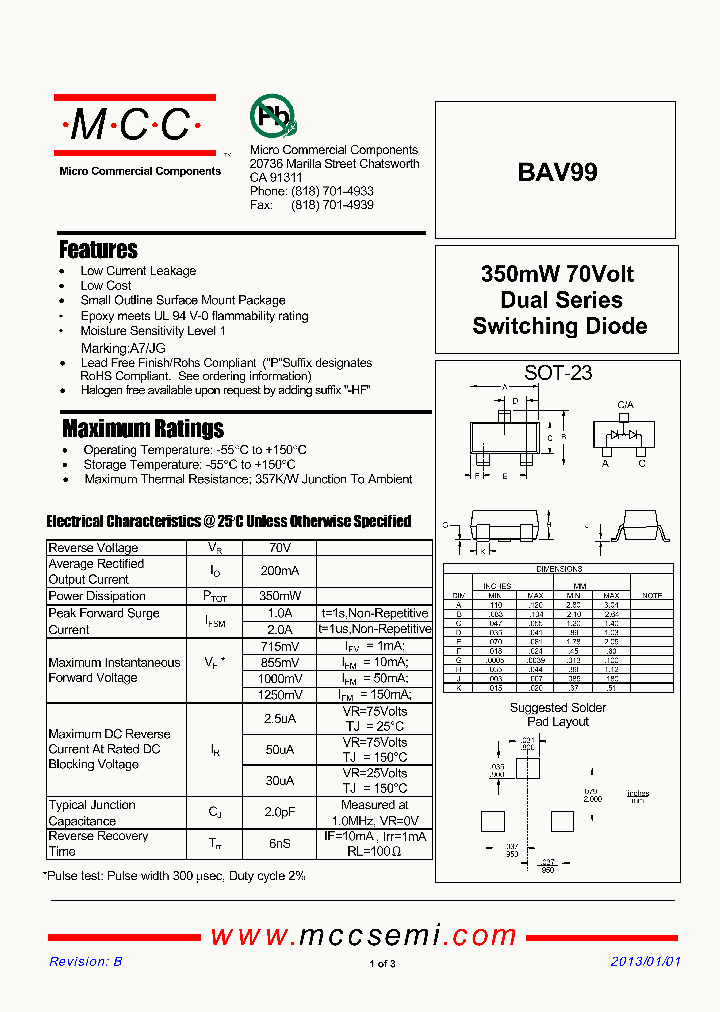 BAV99-TP_7327658.PDF Datasheet
