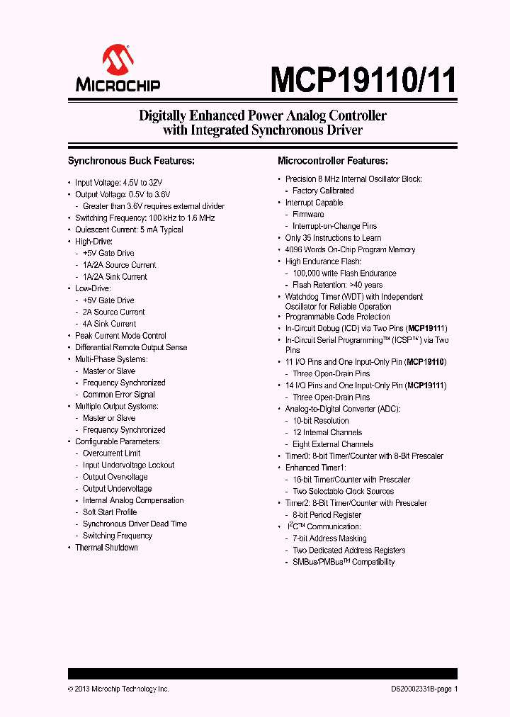 MCP19110_7331378.PDF Datasheet