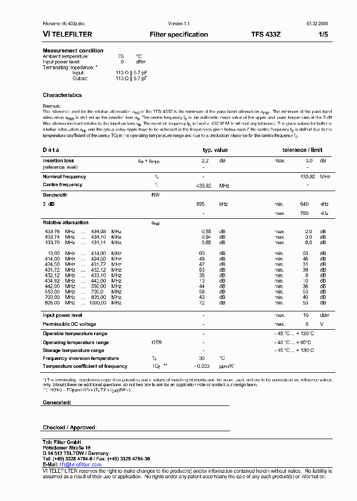 TFS433Z_7331890.PDF Datasheet