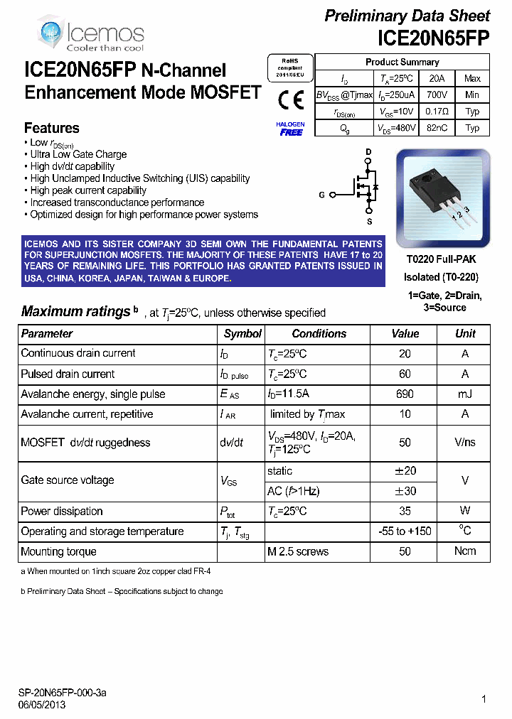 ICE20N65FP_7338080.PDF Datasheet