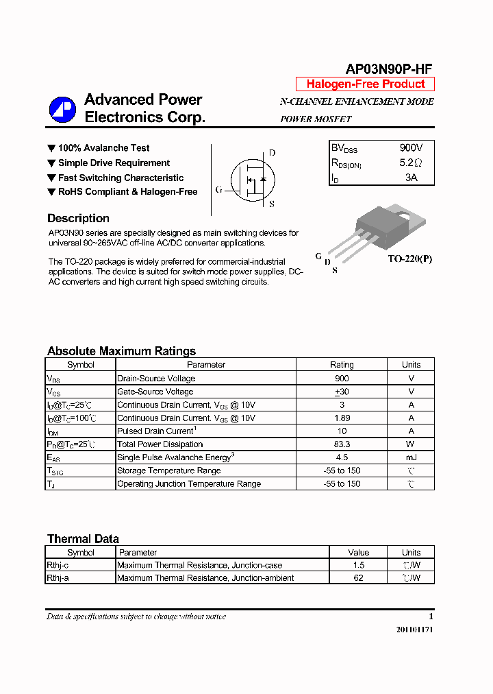 AP03N90P-HF_7346159.PDF Datasheet