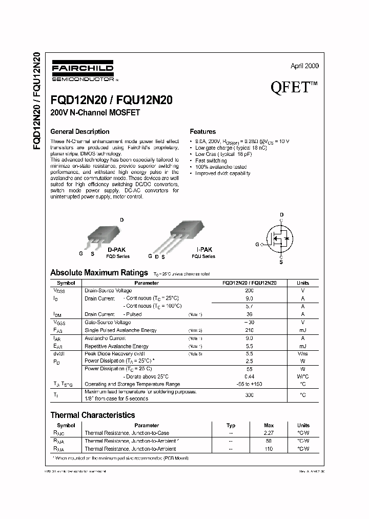 FQD12N20TF_7358214.PDF Datasheet