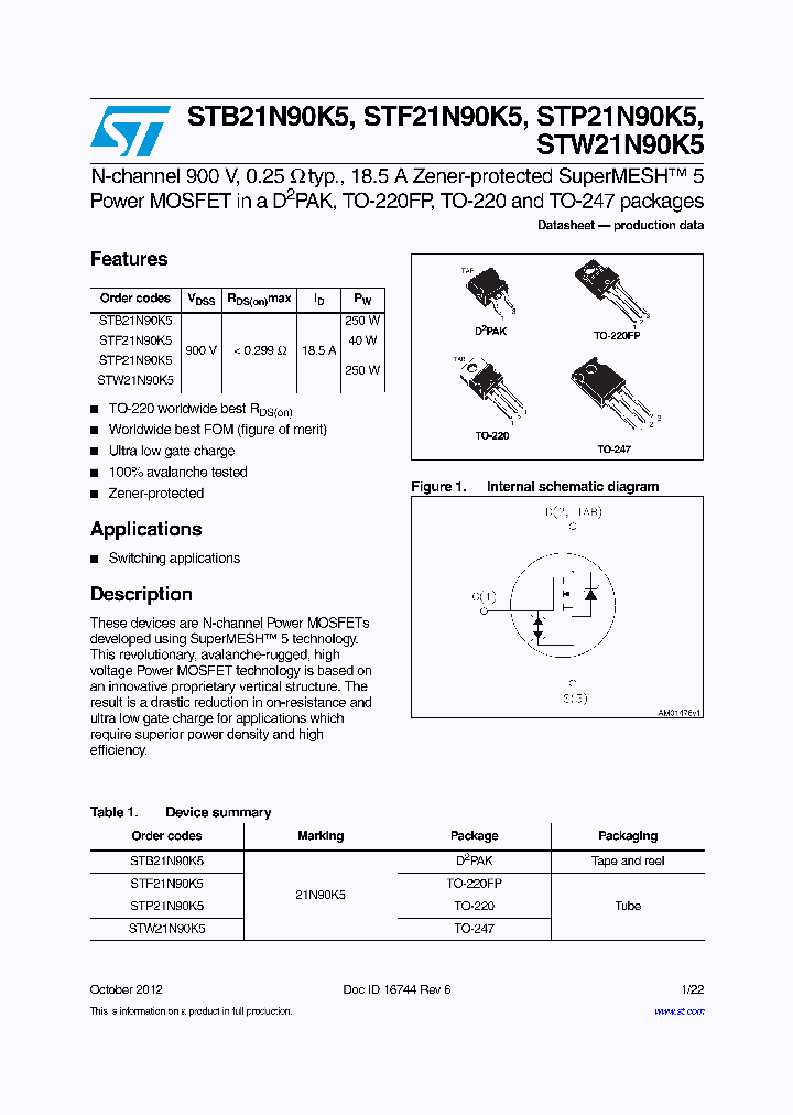 STW21N90K5_7370442.PDF Datasheet