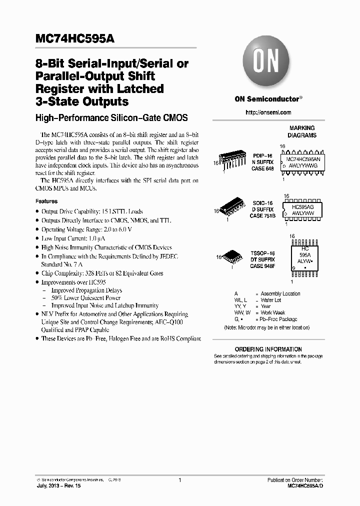 MC74HC595ADTG_7372938.PDF Datasheet Download --- IC-ON-LINE