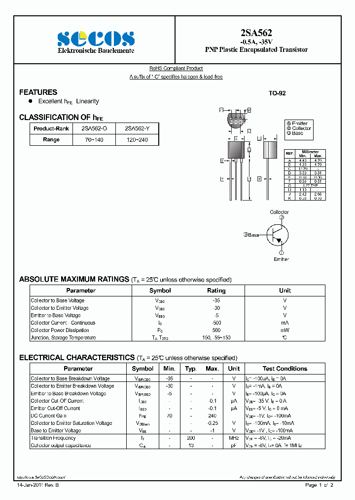 2SA562_7399648.PDF Datasheet Download --- IC-ON-LINE