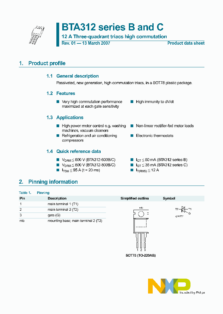 BTA312-600B_7402377.PDF Datasheet Download --- IC-ON-LINE