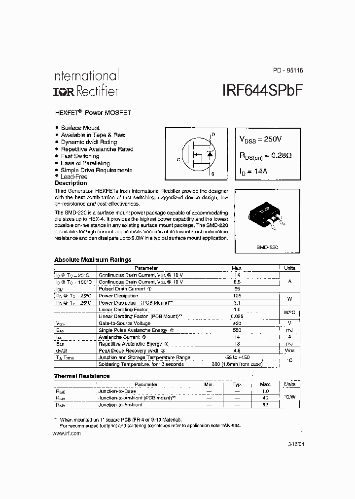 IRF644SPBF_7430102.PDF Datasheet