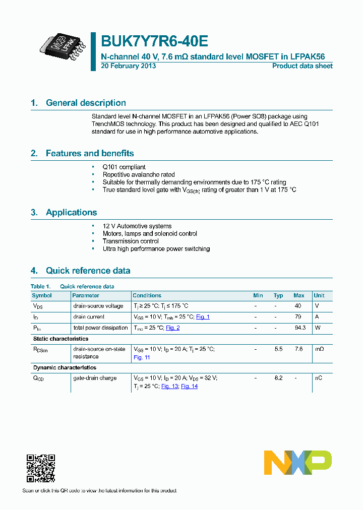 BUK7Y7R6-40E_7463609.PDF Datasheet