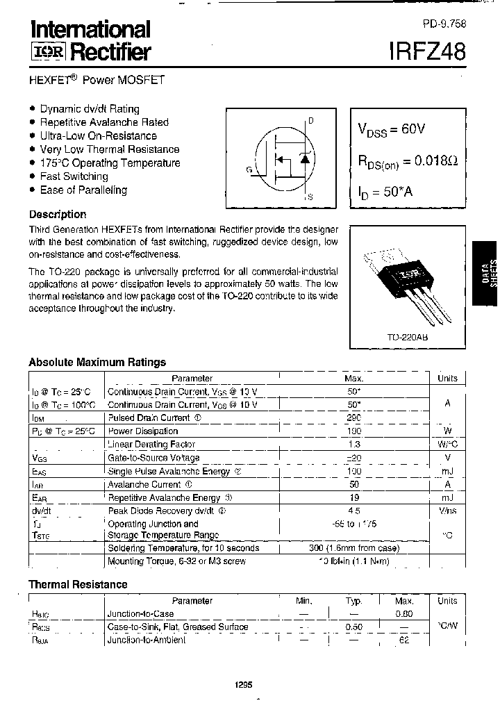 IRFZ48-004_7472404.PDF Datasheet Download --- IC-ON-LINE