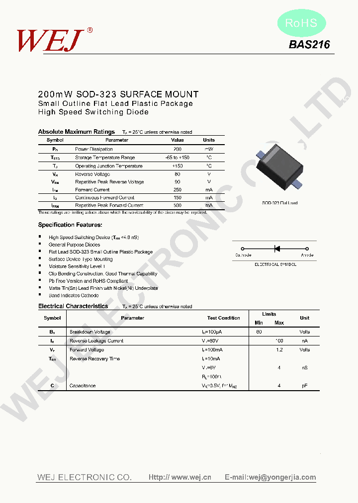 BAS216_7498994.PDF Datasheet Download --- IC-ON-LINE