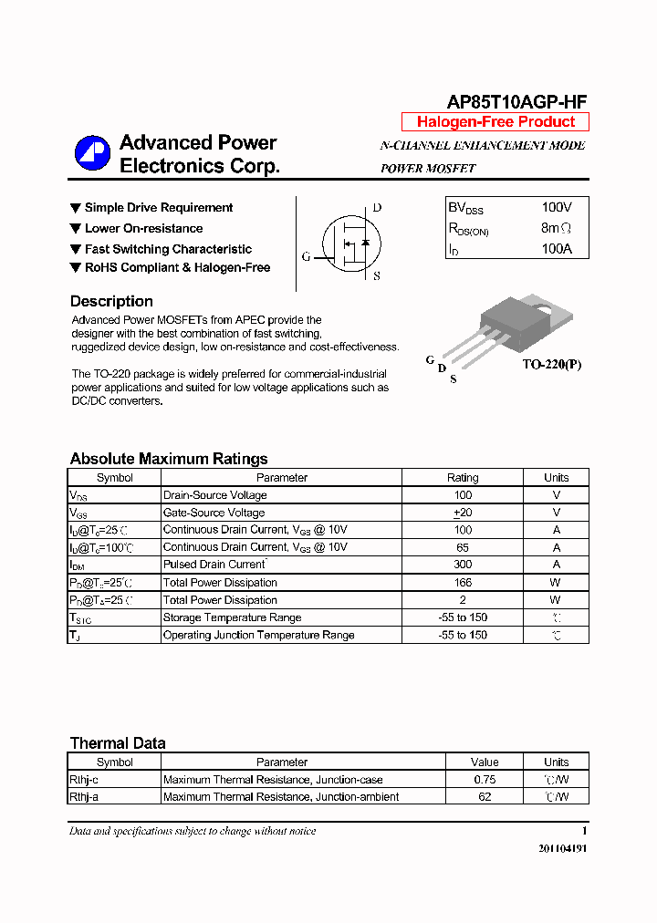 AP85T10AGP-HF_7506484.PDF Datasheet