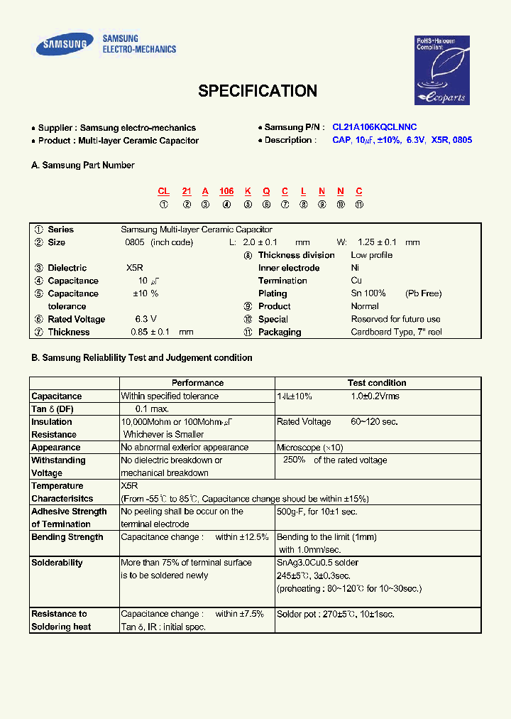 CL21A106KQCLNNC_7517920.PDF Datasheet