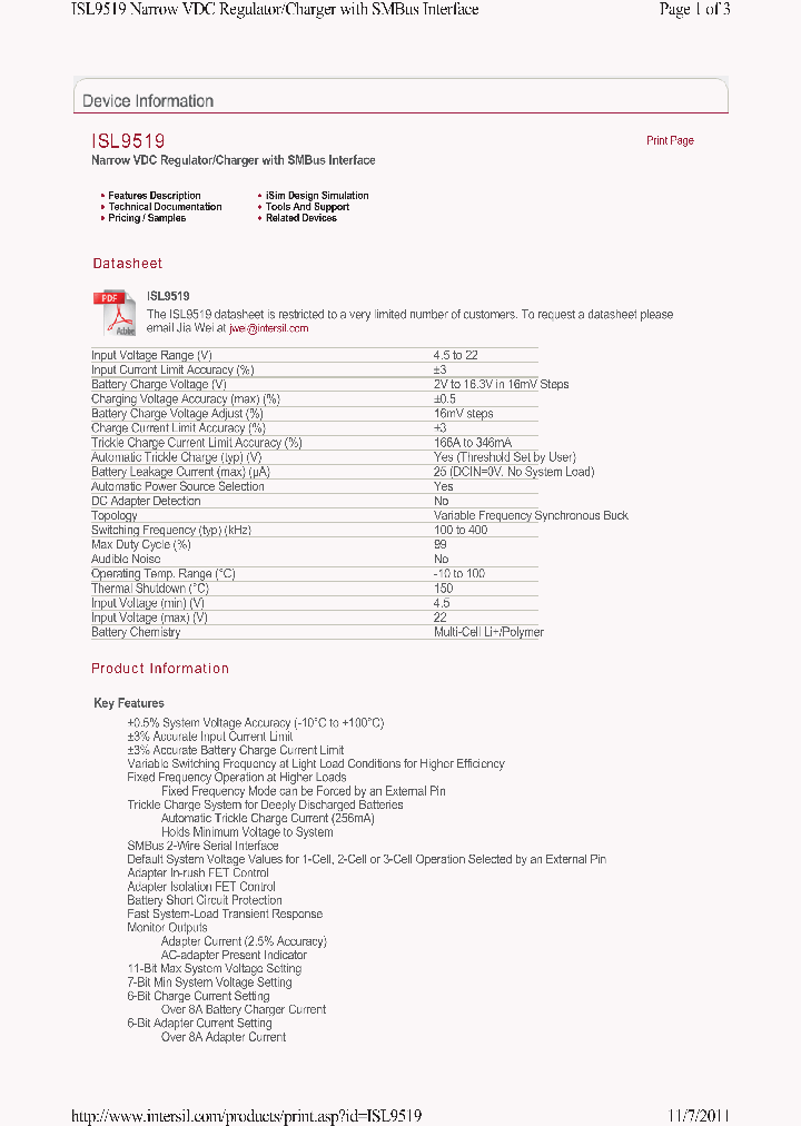 ISL9519_7534673.PDF Datasheet