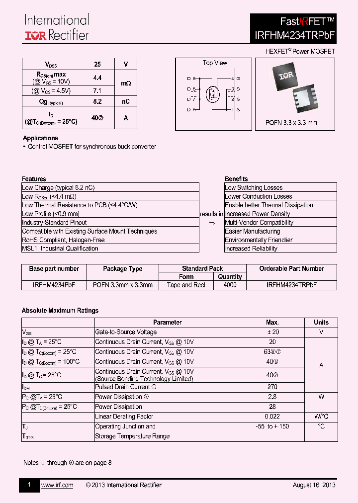 IRFHM4234PBF_7540481.PDF Datasheet