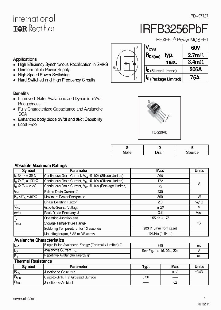 IRFB3256PBF_7542515.PDF Datasheet