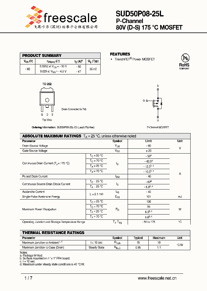 SUD50P08-25L_7550407.PDF Datasheet