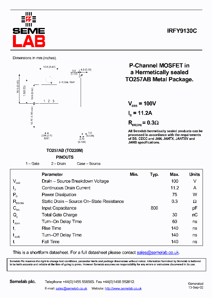 IRFY9130C_7562164.PDF Datasheet