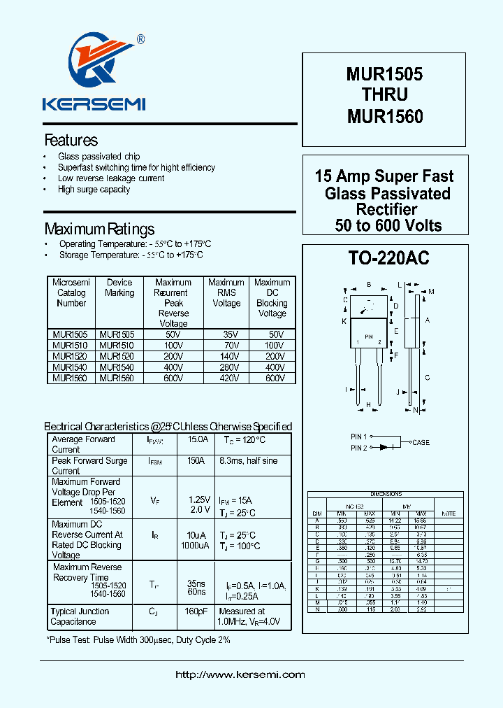 MUR1520_7564195.PDF Datasheet Download --- IC-ON-LINE