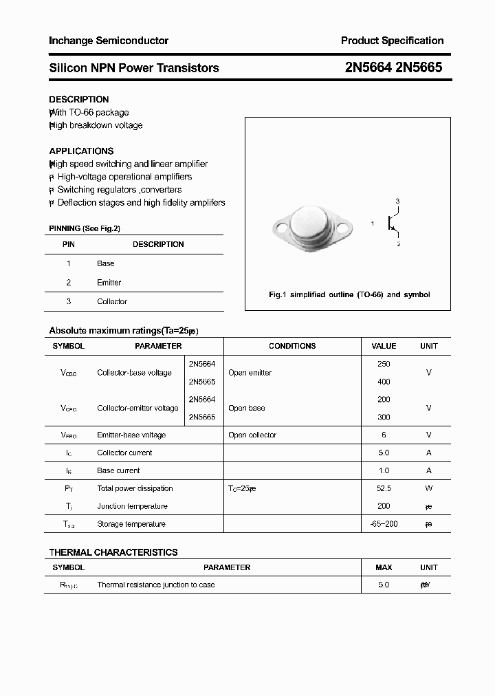 2N5665_7564561.PDF Datasheet Download --- IC-ON-LINE