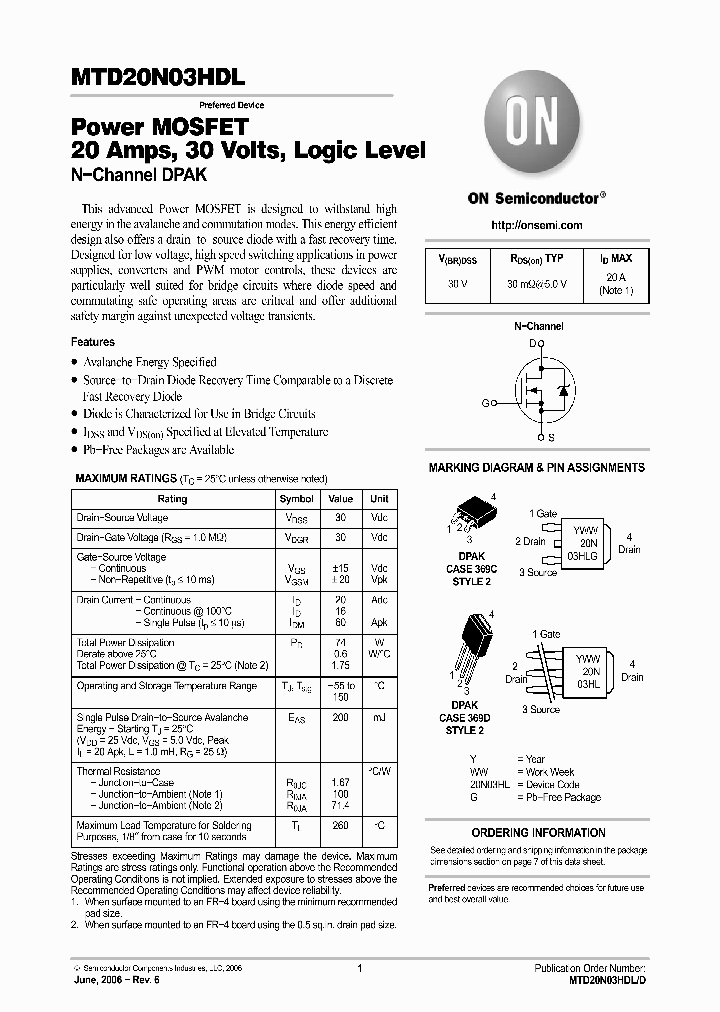 MTD20N03HDLT_7583745.PDF Datasheet