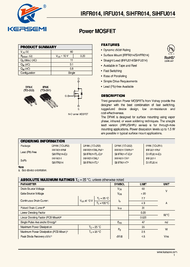 IRFU014PBF_7586144.PDF Datasheet