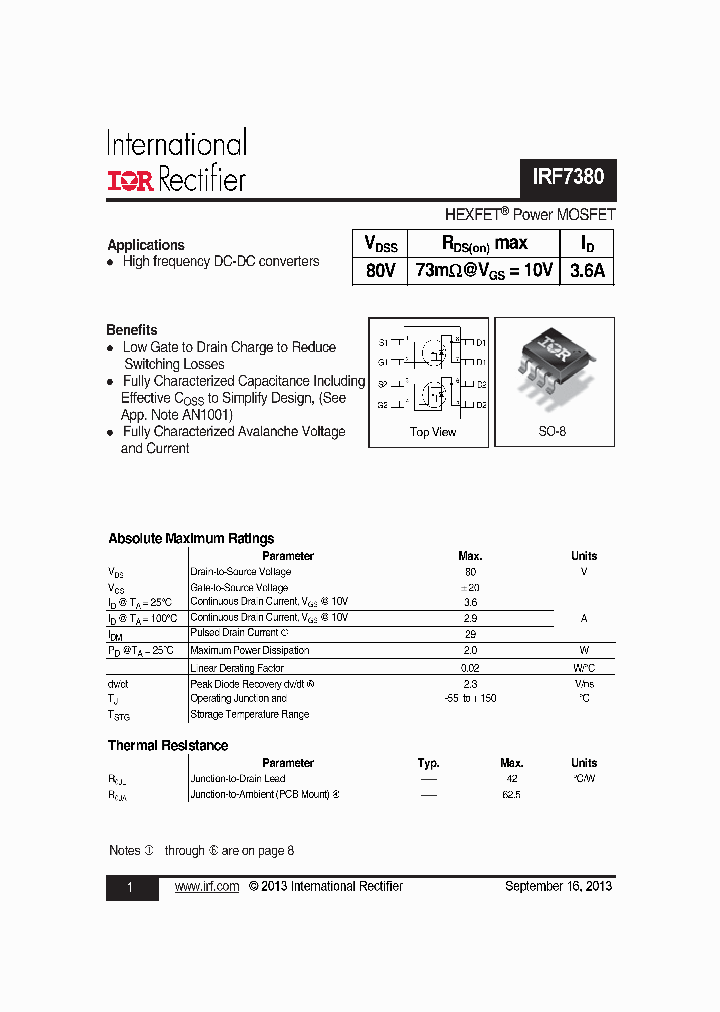 IRF7380TRPBF_7601274.PDF Datasheet