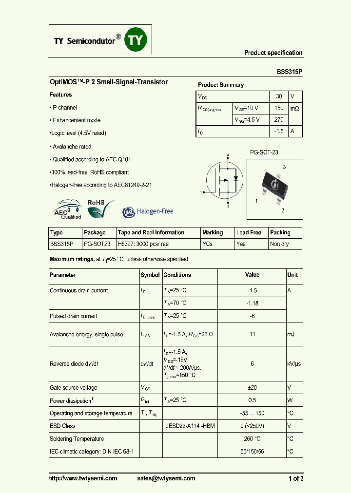 BSS315P_7608857.PDF Datasheet