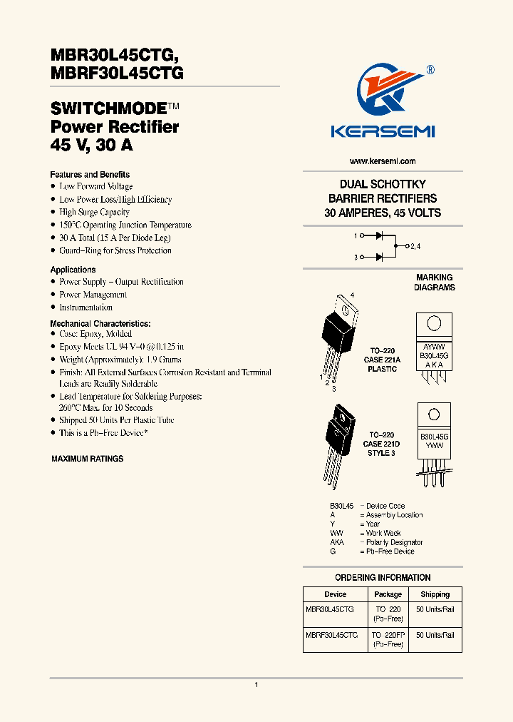 MBRF30L45CTG_7609042.PDF Datasheet