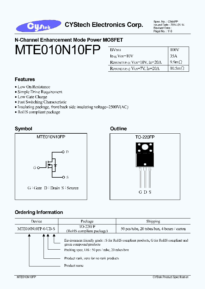 MTE010N10FP_7609707.PDF Datasheet