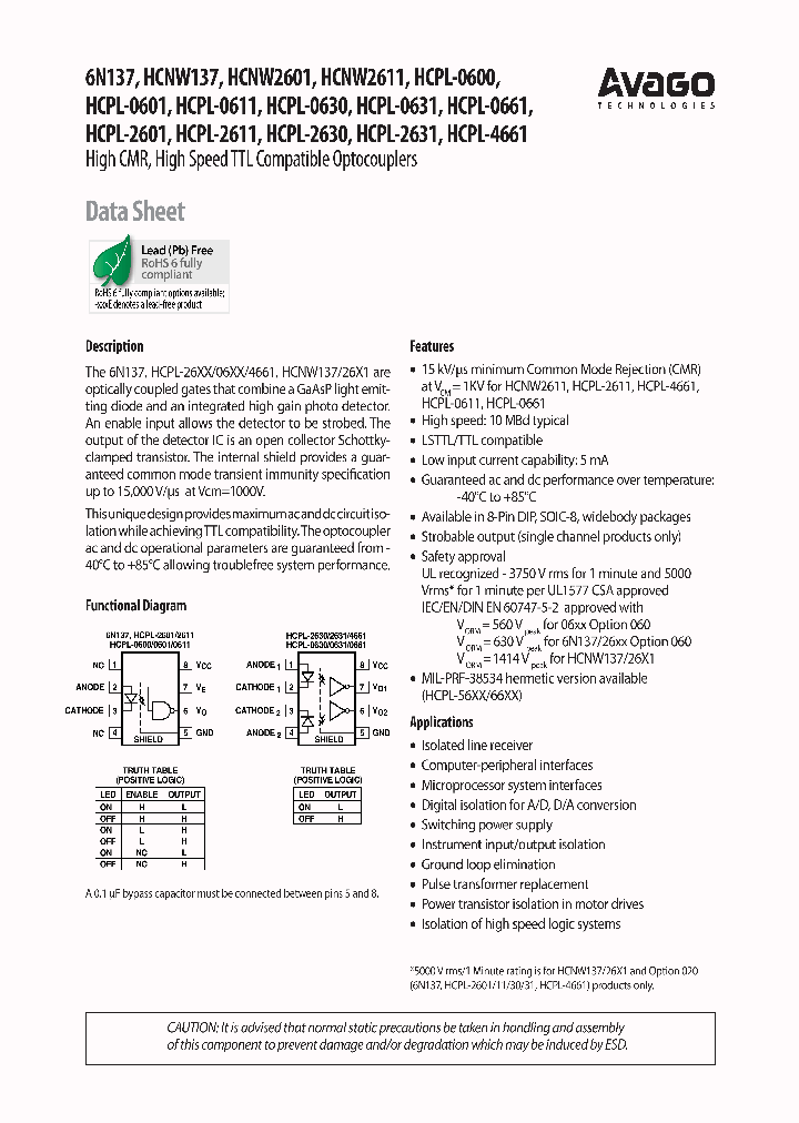 HCPL-2630-000E_7619014.PDF Datasheet Download --- IC-ON-LINE