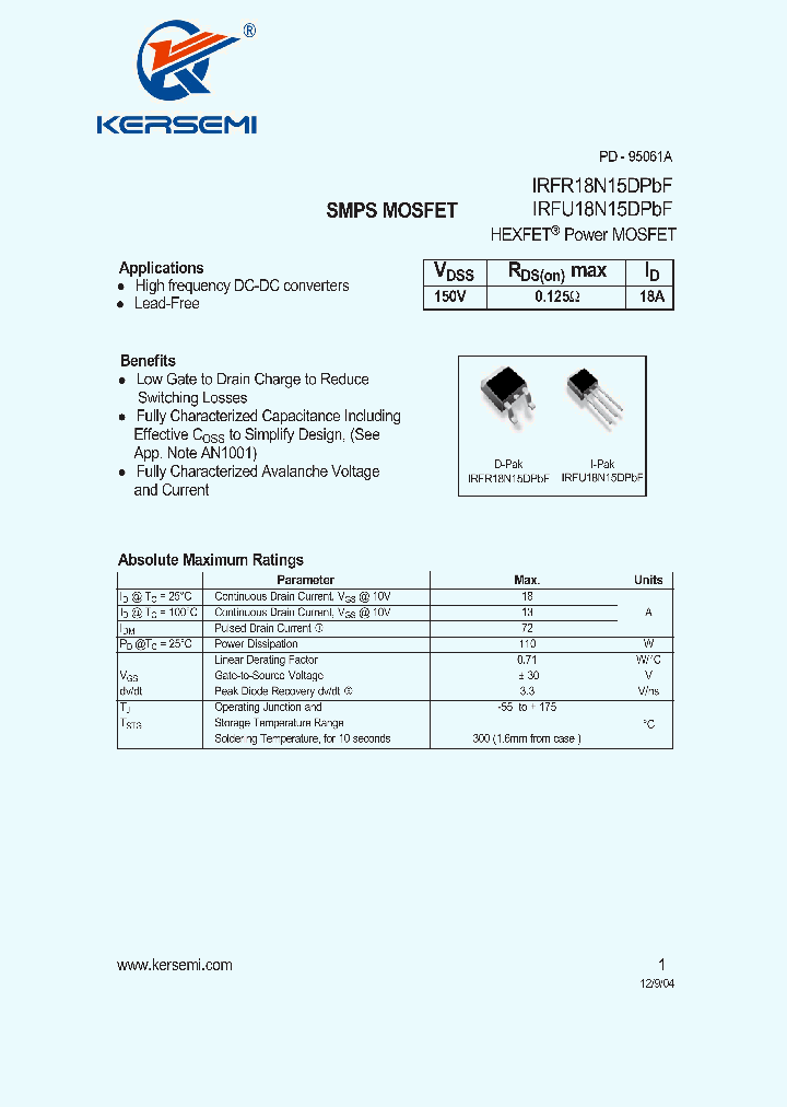 IRFR18N15DPBF_7637437.PDF Datasheet