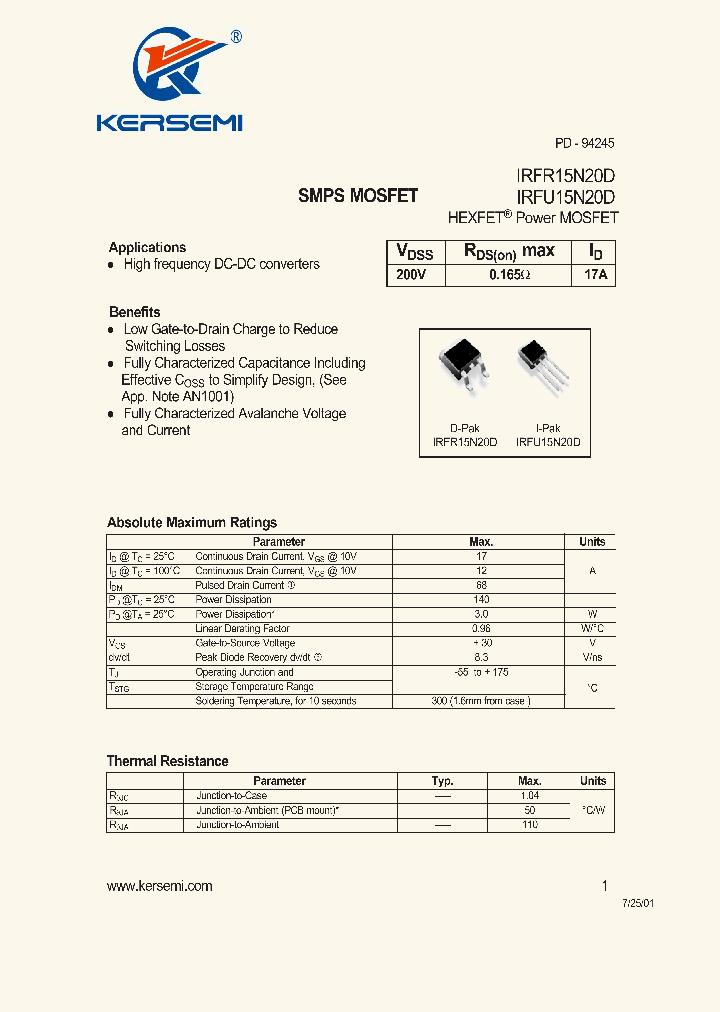 IRFR15N20D_7641788.PDF Datasheet