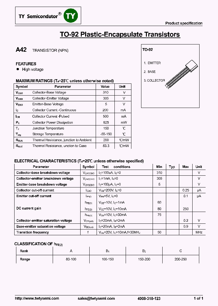 A42TO92_7653200.PDF Datasheet Download