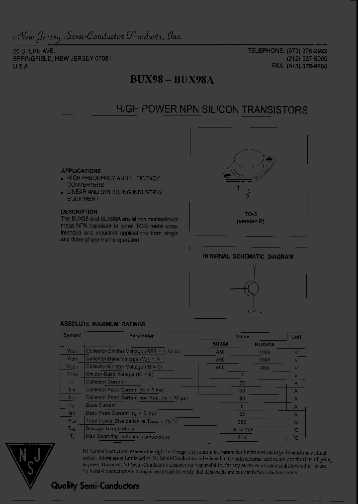 BUX98_7664533.PDF Datasheet