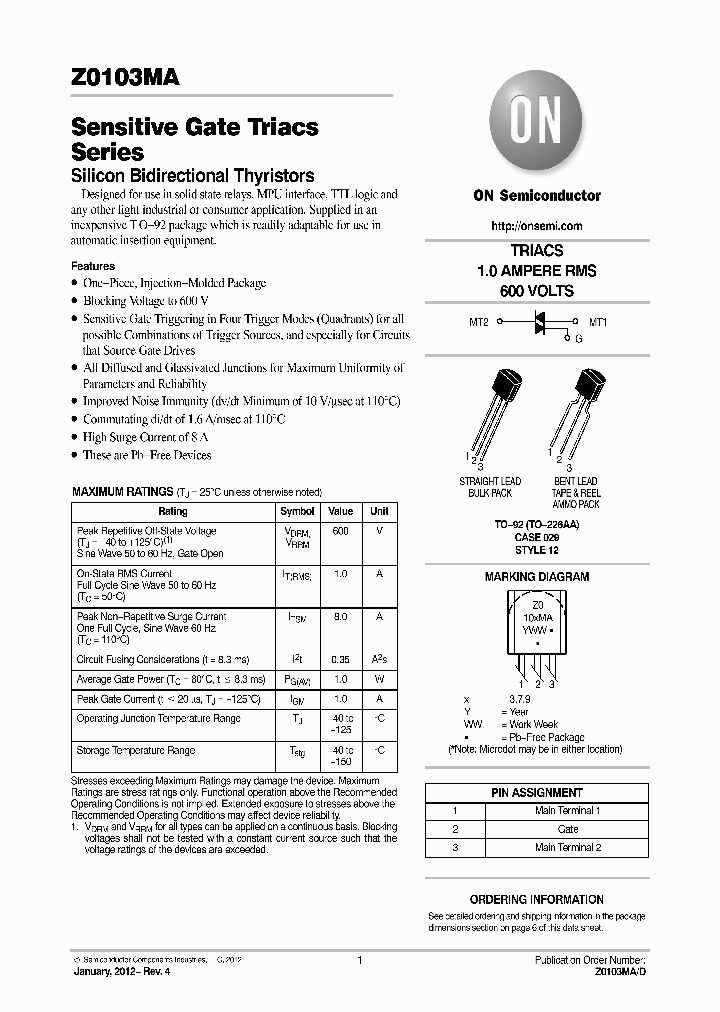 Z0103MA_7672209.PDF Datasheet Download --- IC-ON-LINE