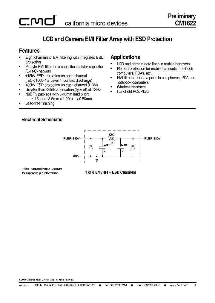 CM1622_7676260.PDF Datasheet Download --- IC-ON-LINE