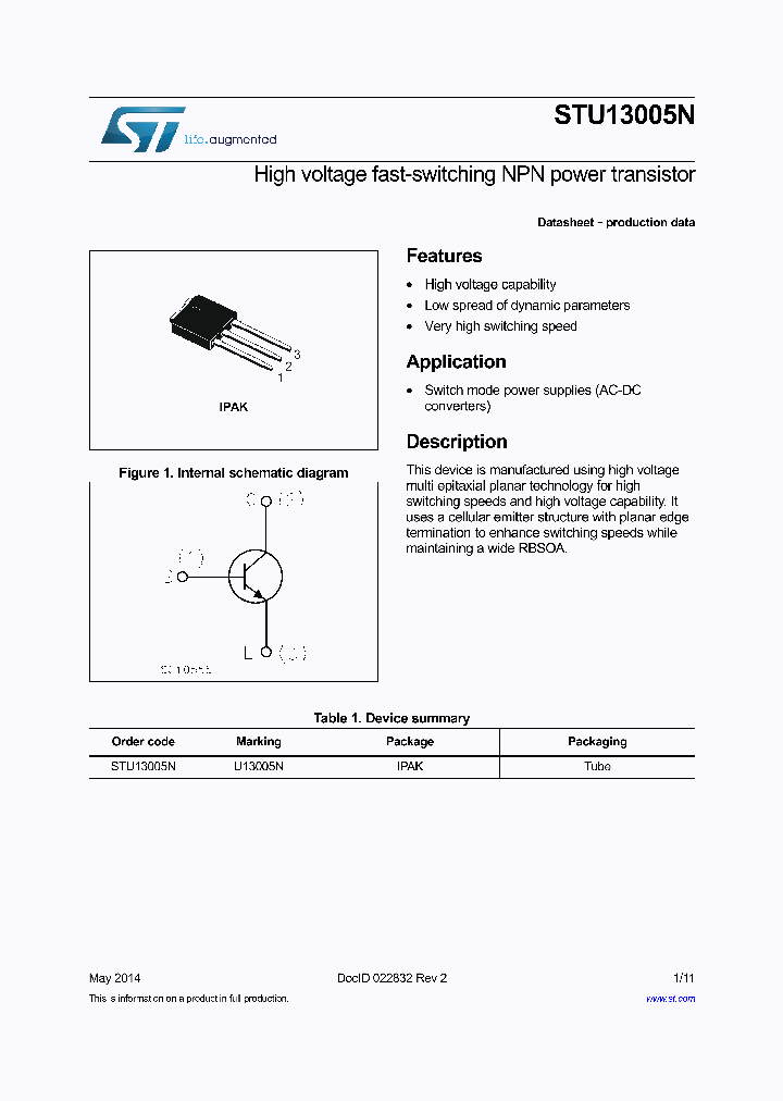 STU13005N_7681518.PDF Datasheet