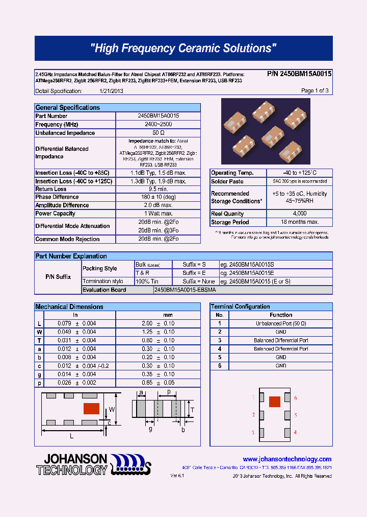 2450BM15A0015_7681512.PDF Datasheet Download --- IC-ON-LINE