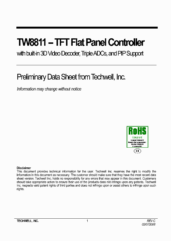 TW8811_7685083.PDF Datasheet Download --- IC-ON-LINE