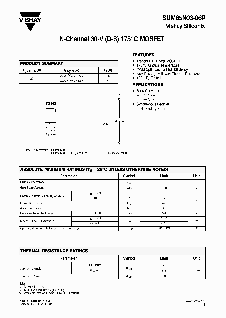 SUM85N03-06P-E3_7689341.PDF Datasheet