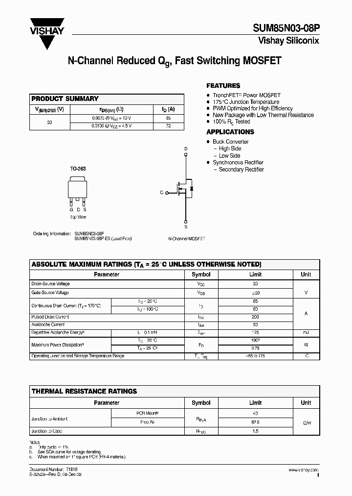 SUM85N03-08P-E3_7689346.PDF Datasheet