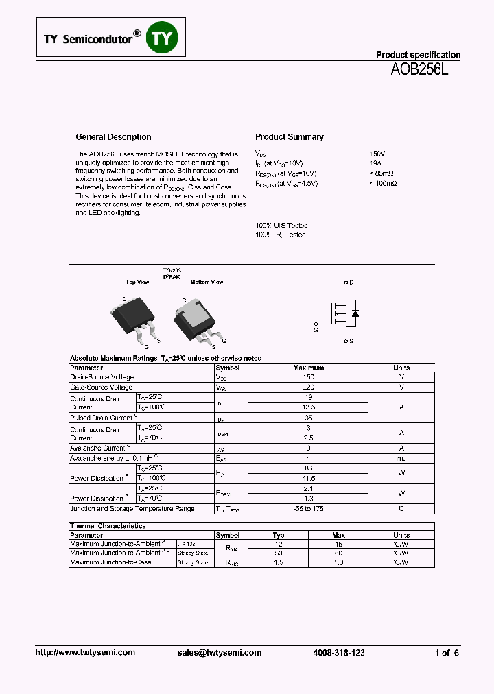 AOB256L_7693205.PDF Datasheet