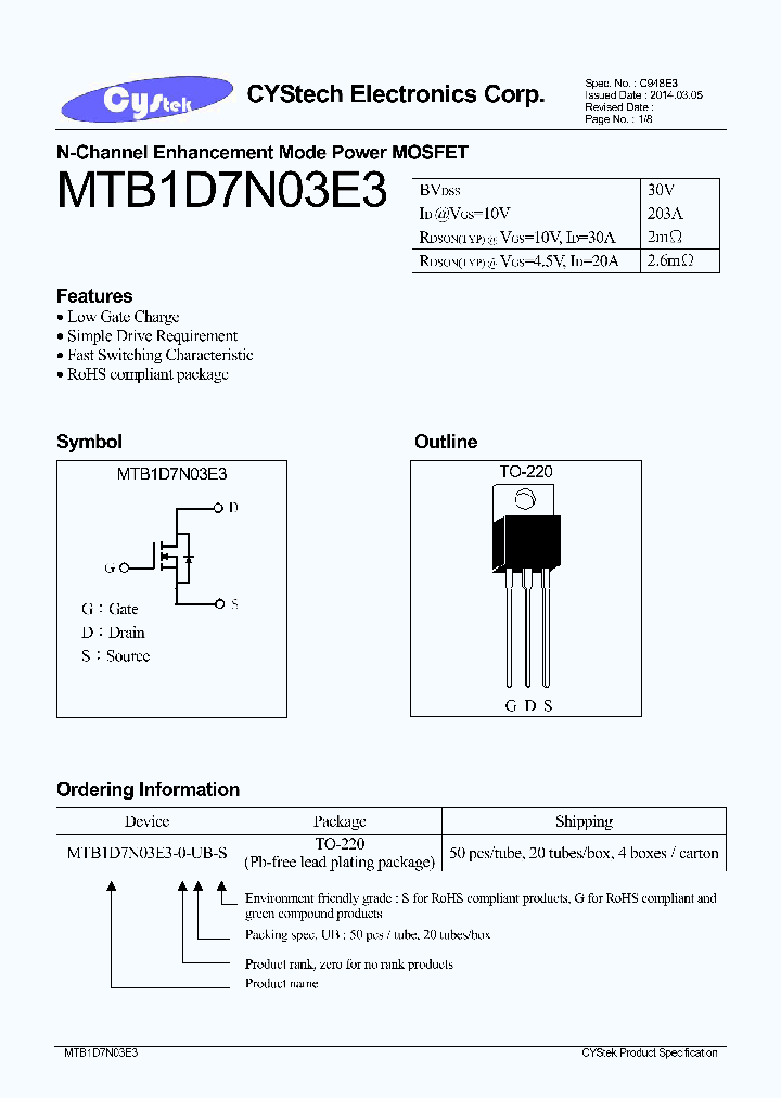 MTB1D7N03E3_7694798.PDF Datasheet