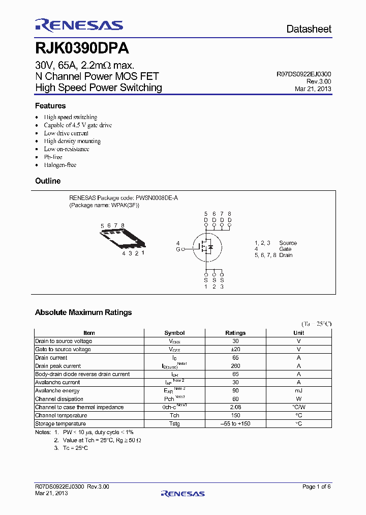 RJK0390DPA_7696535.PDF Datasheet
