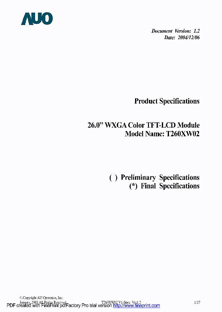 T260XW02-V1_7698249.PDF Datasheet